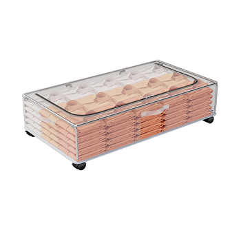 Kutija za pohranu ispod kreveta, PVC, 80–90 L, model SNX2005, dizajn s ladicama, proziran