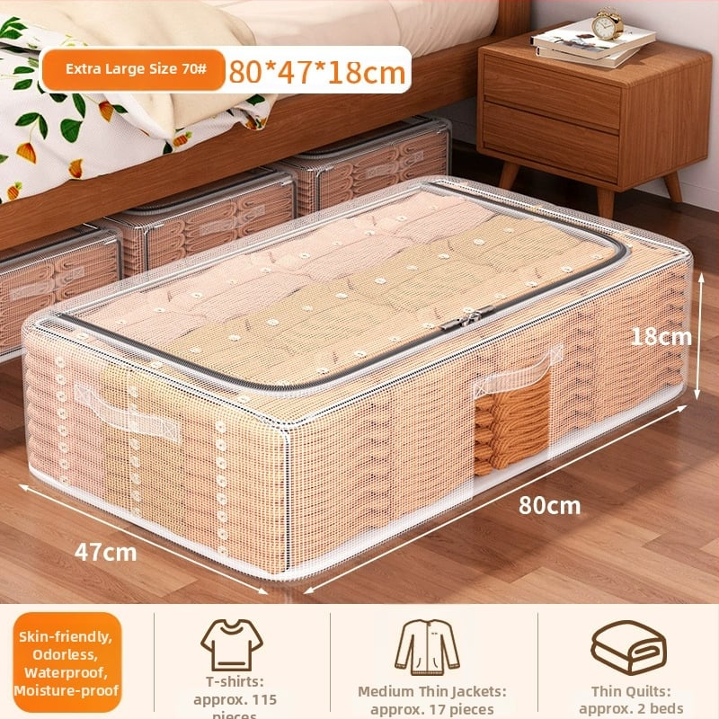 Kutija za pohranu ispod kreveta, PVC, 80–90 L, model SNX2005, dizajn s ladicama, proziran