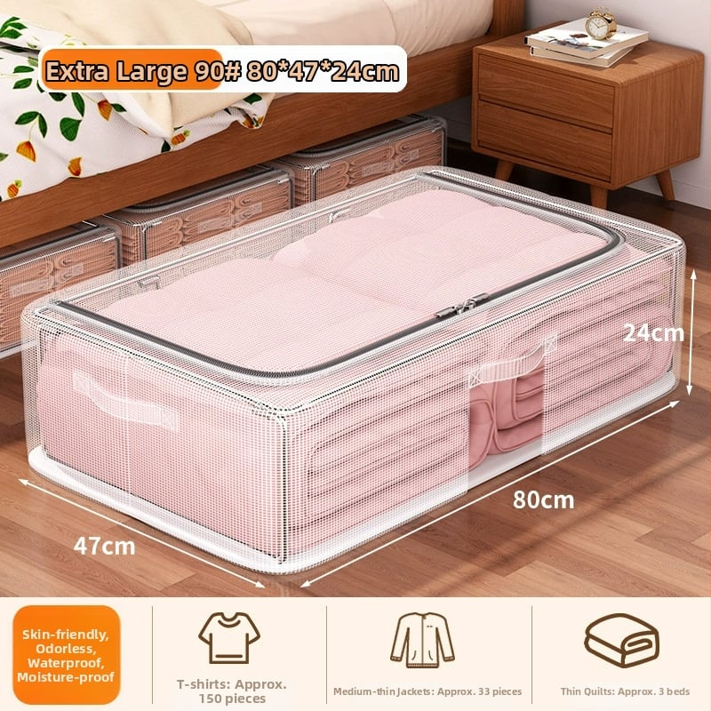 Kutija za pohranu ispod kreveta, PVC, 80–90 L, model SNX2005, dizajn s ladicama, proziran