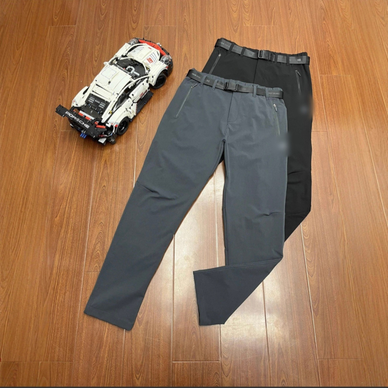 Muške casual hlače s remenom, jesenska pletena mješavina pamuk-poliester, kopča na zip, visoki struk, geometrijski uzorak