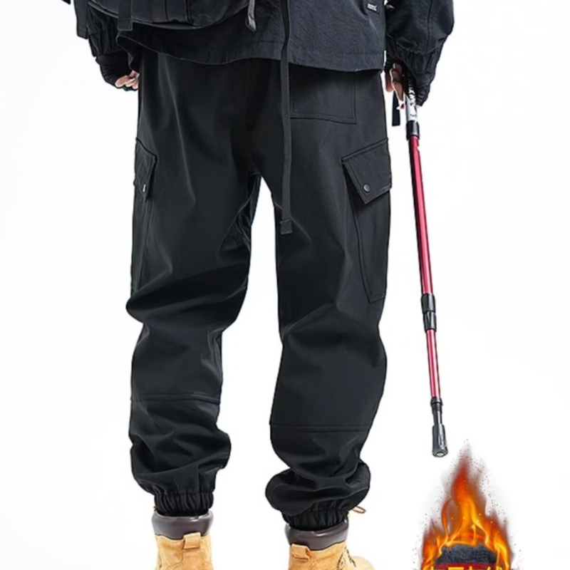 Pantaloni bărbați parașutiști de lucru, impermeabili, croială dreaptă, talie medie, închidere cu șiret