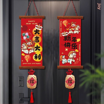 Novogodišnja viseća dekoracija - Godina konja 2026, pliš materijal, bojanje, kineski stil s užetom za vješanje