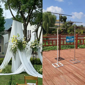 Stâlp telescopic din fier pentru fundal de nuntă cu perdea din plasă, suport în formă de T