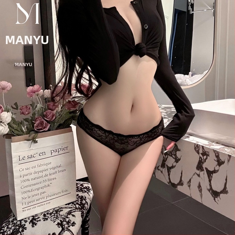 Ženske tangice, japanski stil, čipka, prozračni dizajn leptira, poliester 70-80%