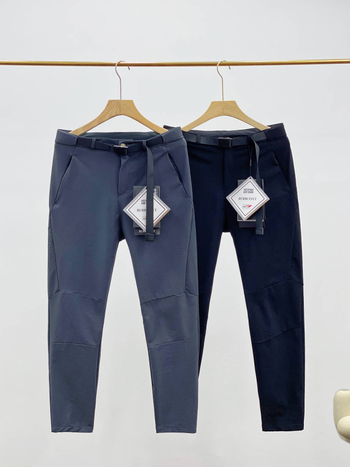 Pantaloni sport casual pentru bărbați, croială dreaptă, cu curea, talie medie, fermoar, amestec de nylon extensibil