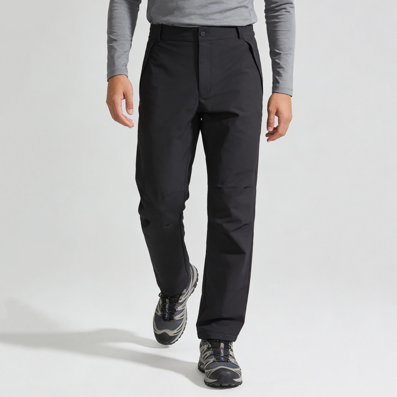 Gray Shell pantaloni de drumeție bărbați, poliester, uni, lungi, potriviți pentru iarnă, primăvară și toamnă