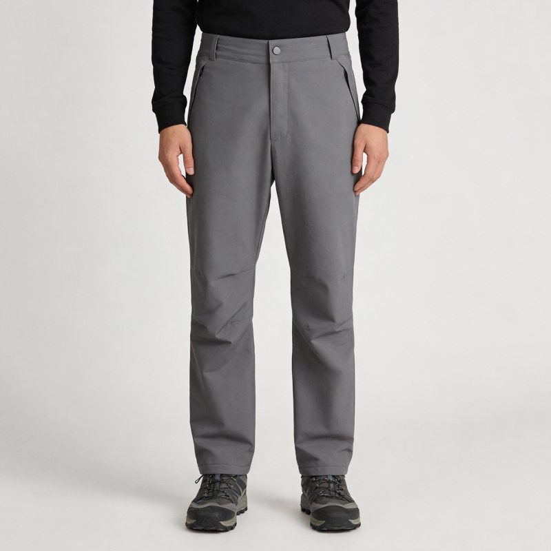 Gray Shell pantaloni de drumeție bărbați, poliester, uni, lungi, potriviți pentru iarnă, primăvară și toamnă