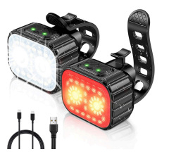 Set de iluminare pentru bicicletă: far frontal cu luminozitate înaltă, lumină de spate impermeabilă, design eficient din punct de vedere energetic pentru plimbări nocturne