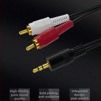 AV kabel 3,5 mm na dual RCA, zlatno obloženi priključci, jezgro od bakro-obaljene čelične žice, CCS certifikat
