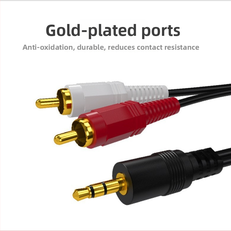 AV kabel 3,5 mm na dual RCA, zlatno obloženi priključci, jezgro od bakro-obaljene čelične žice, CCS certifikat