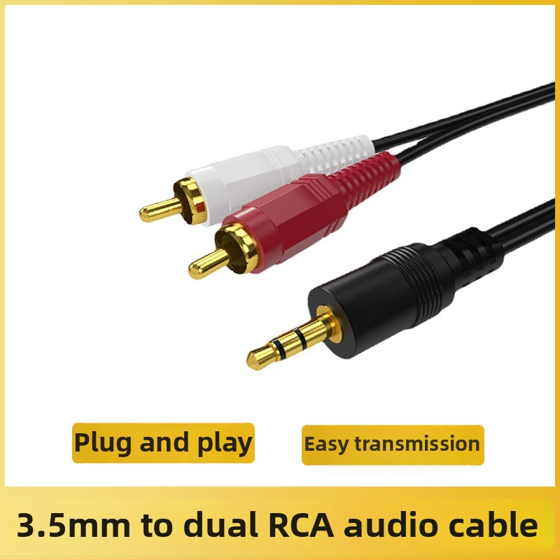 AV kabel 3,5 mm na dual RCA, zlatno obloženi priključci, jezgro od bakro-obaljene čelične žice, CCS certifikat