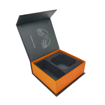 Krabička na slúchadlá s flipom, prispôsobiteľné papierovo-kartónové balenie, UV tlač 1200gsm a strieborné horúce razenie, tlač loga k dispozícii