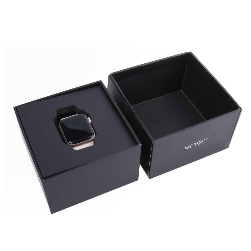 Опаковъчна кутия за бижута и цифрови аксесоари, персонализирана с капак и дъно, хартия/картон, сребърно горещо щамповане, печат на лого