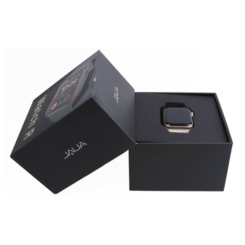 Опаковъчна кутия за бижута и цифрови аксесоари, персонализирана с капак и дъно, хартия/картон, сребърно горещо щамповане, печат на лого