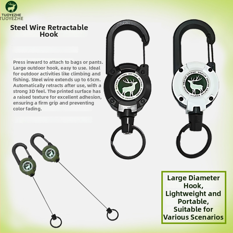 Vytiahnuteľný kovový kábel kľúčenka, kruhový štýl, niklový materiál, nosnosť 5 kg, prispôsobiteľná