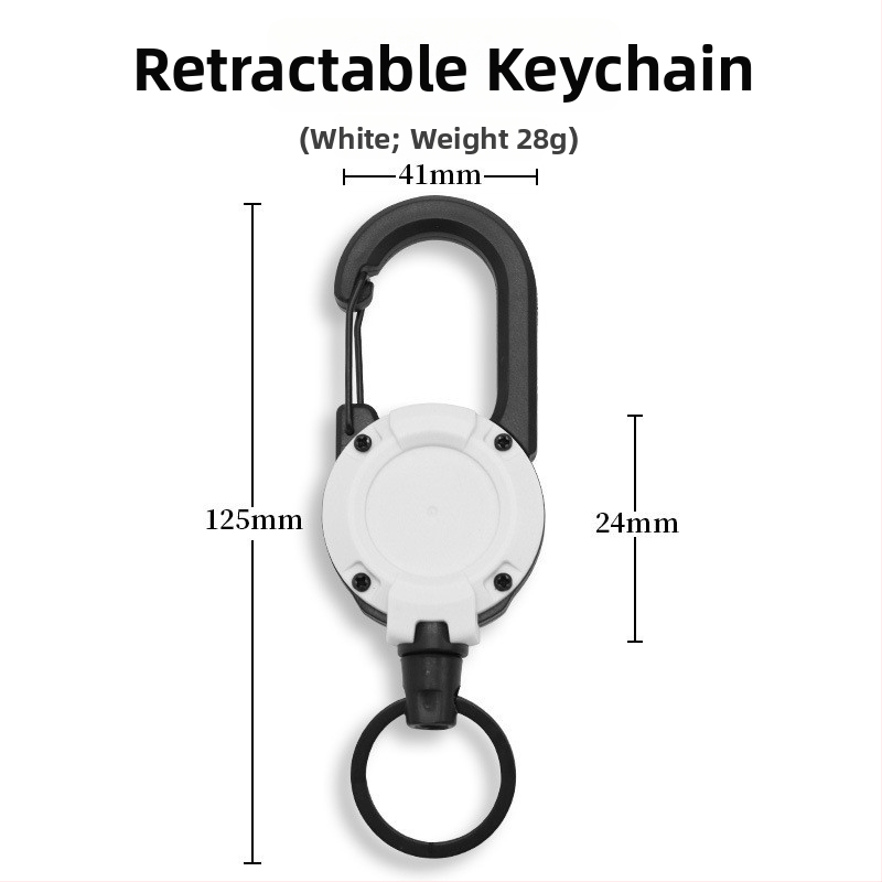 Vytiahnuteľný kovový kábel kľúčenka, kruhový štýl, niklový materiál, nosnosť 5 kg, prispôsobiteľná