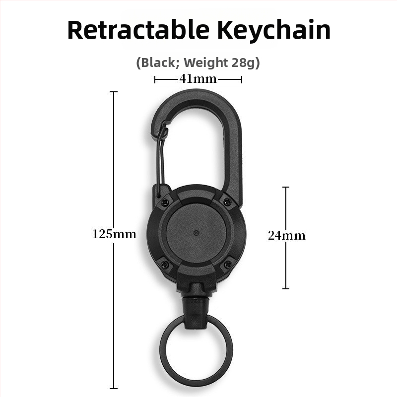 Vytiahnuteľný kovový kábel kľúčenka, kruhový štýl, niklový materiál, nosnosť 5 kg, prispôsobiteľná