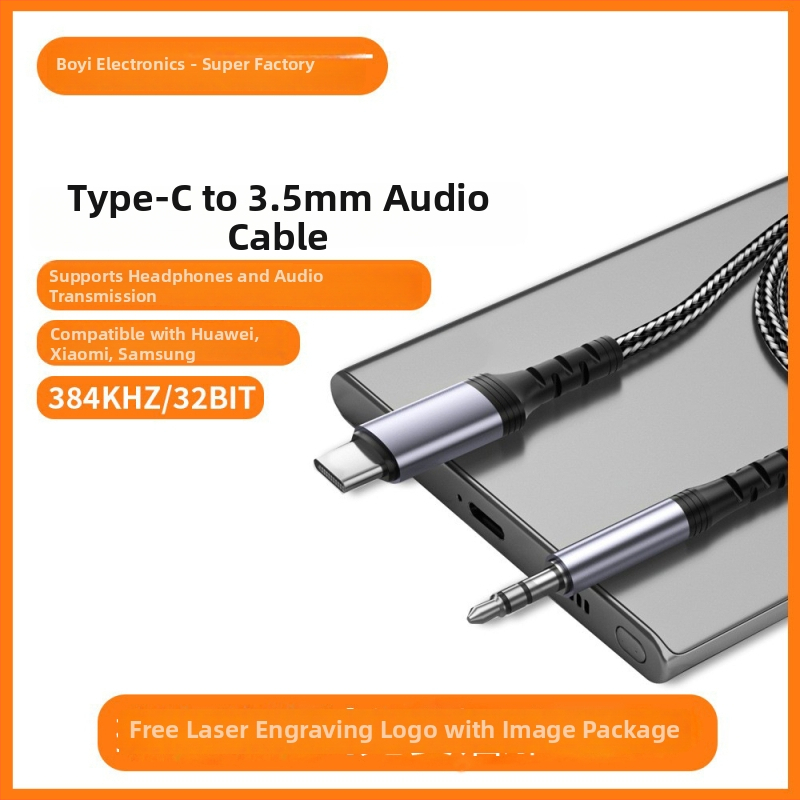 Type-C audio kabel za 3,5 mm BY808, najlonovo jezgro, bakreni vodovi, niklano premazani priključci, ROHS certifikat