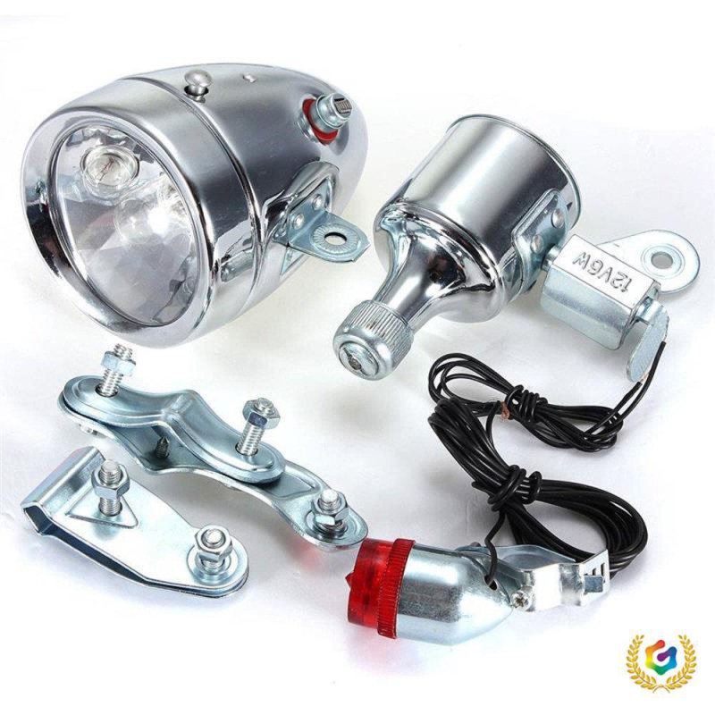 Kerékpár dinamó – első és hátsó világítás, retrofit, vintage stílus, 12V 6W, önellátó