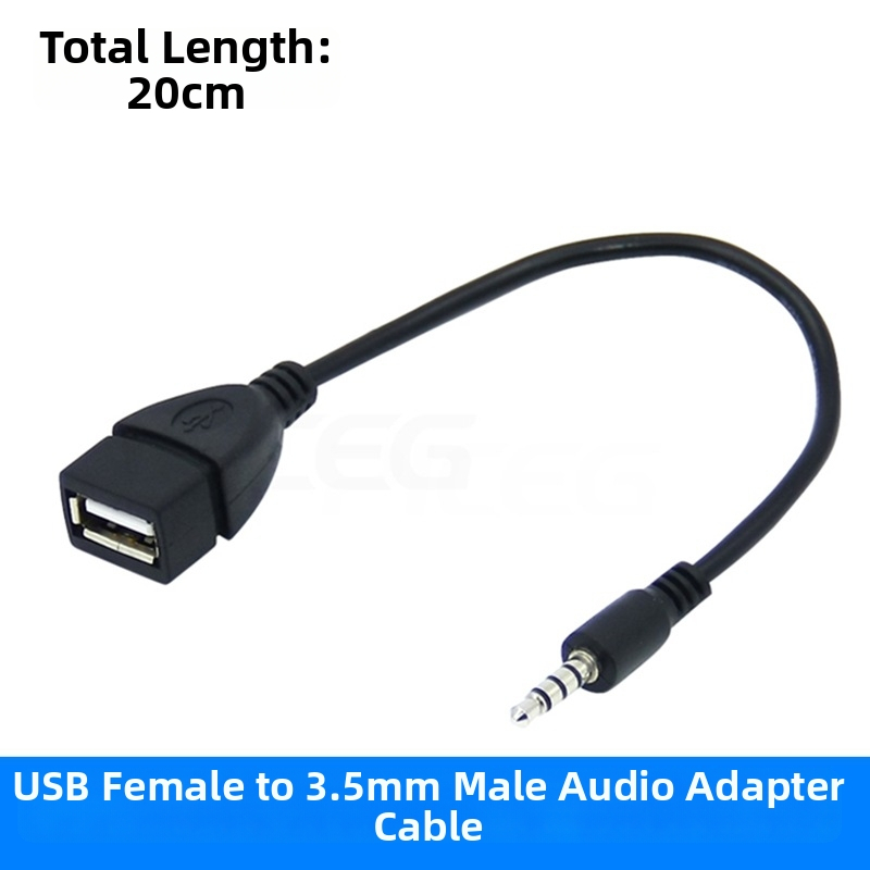 USB na 3,5 mm AUX audio adaptér kábel pre auto a iPod, jadro z meďe a niklovým povlakom.