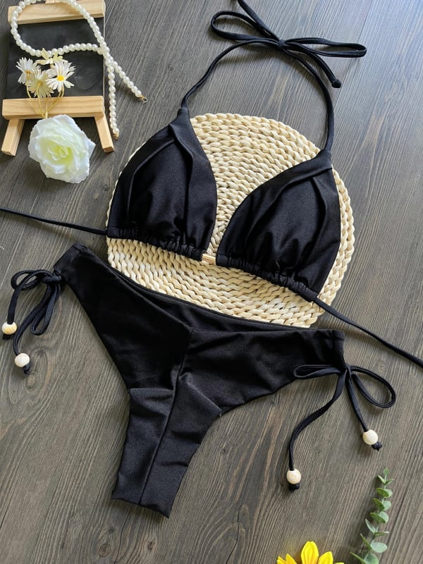 Bikini set, jedne boje, otvorena leđa, s jastučićima za grudi, najlon 80/20, 120 g/m²; za odrasle žene