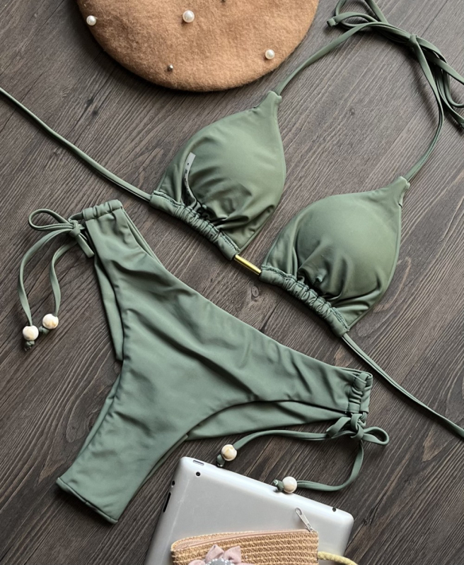 Bikini set, jedne boje, otvorena leđa, s jastučićima za grudi, najlon 80/20, 120 g/m²; za odrasle žene