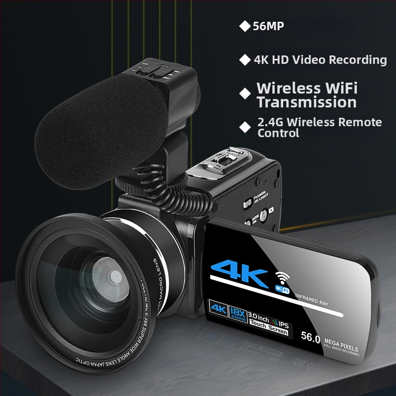 Professzionális kategóriás nagy sebességű kamera Wi‑Fi-vel, érintőképernyő 3,0 hüvelyk, 1080p támogatás, sztereó mikrofon, elektronikus képstabilizáció