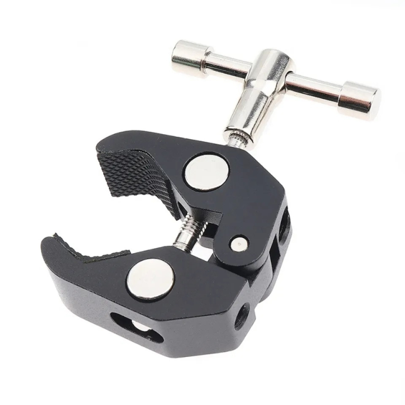 Stalak za stolni livestream s Crab Claw Clamp, CNC metal, aluminijska legura, okrugla cijevna noga i držač za telefon