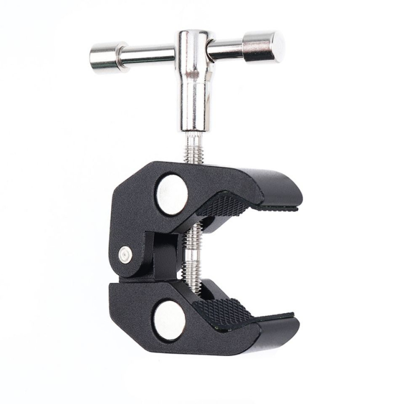 Stalak za stolni livestream s Crab Claw Clamp, CNC metal, aluminijska legura, okrugla cijevna noga i držač za telefon