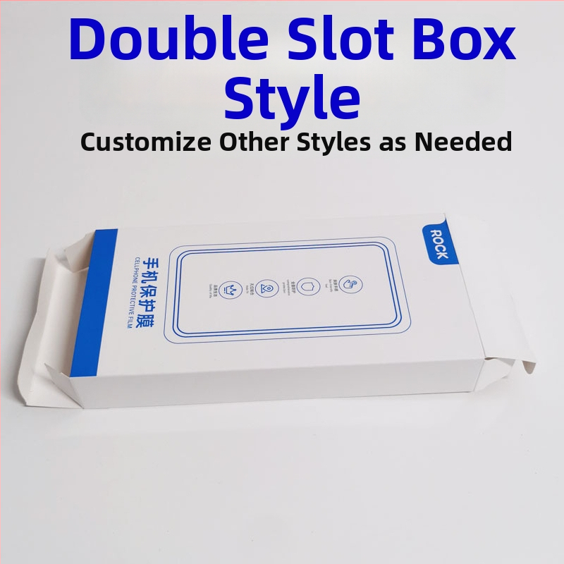 Obalová krabička pre ochrannú fóliu na telefón - ofsetový tlač, biela lepenka, 350 gsm, krabica typu lietadlo, Blue Dot značka