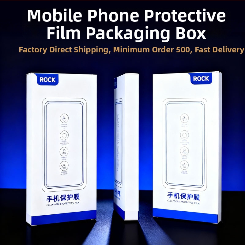 Obalová krabička pre ochrannú fóliu na telefón - ofsetový tlač, biela lepenka, 350 gsm, krabica typu lietadlo, Blue Dot značka