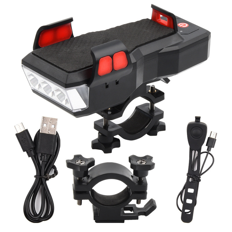 Lumină frontală pentru bicicletă cu 3 LED și suport pentru telefon — Brand Red Light Fox / Chiguangfox, Personalizare disponibilă, Brand privat autorizat