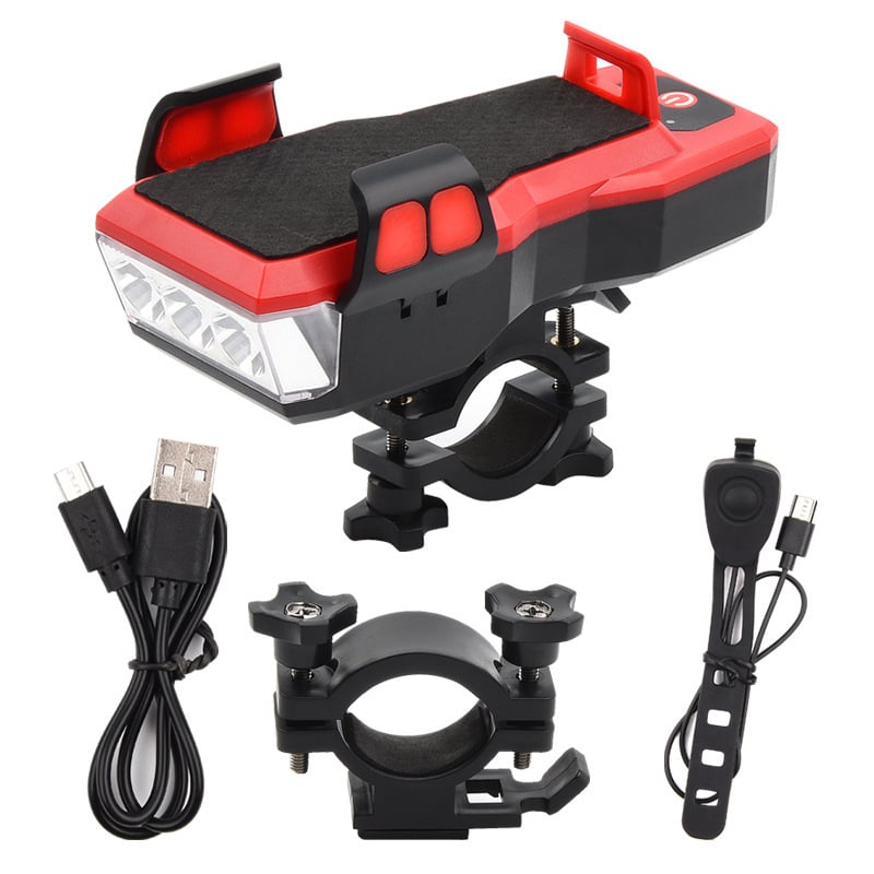 Lumină frontală pentru bicicletă cu 3 LED și suport pentru telefon — Brand Red Light Fox / Chiguangfox, Personalizare disponibilă, Brand privat autorizat