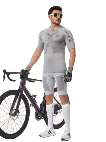 Set de bază de iarnă, uscare rapidă, pentru schi și ciclism, material Lycra/Nylon, model cu dungi, pantaloni termici și top termic