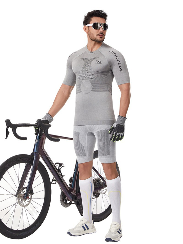 Set de bază de iarnă, uscare rapidă, pentru schi și ciclism, material Lycra/Nylon, model cu dungi, pantaloni termici și top termic