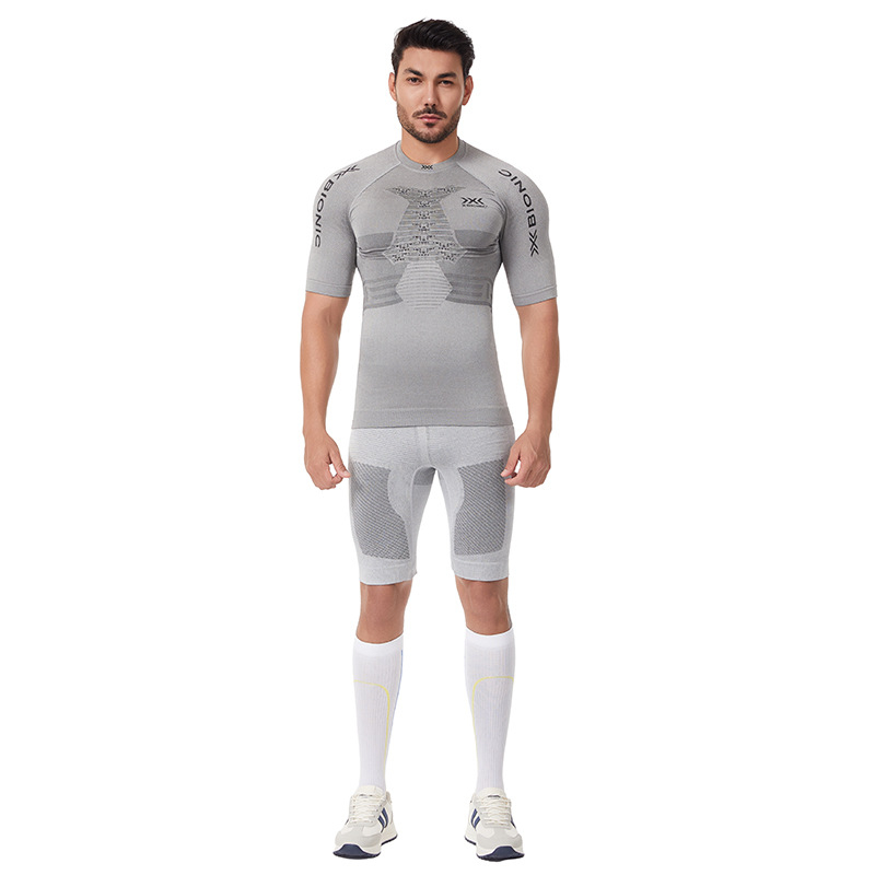 Set de bază de iarnă, uscare rapidă, pentru schi și ciclism, material Lycra/Nylon, model cu dungi, pantaloni termici și top termic