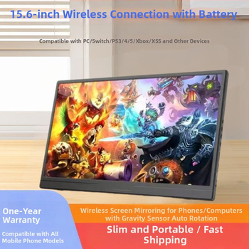 Prenosný monitor pre PC a mobil s bezdrôtovým pripojením a batériou (Projekcia obrazovky, Kompatibilný s PC a smartfónom, Zabudovaná batéria)