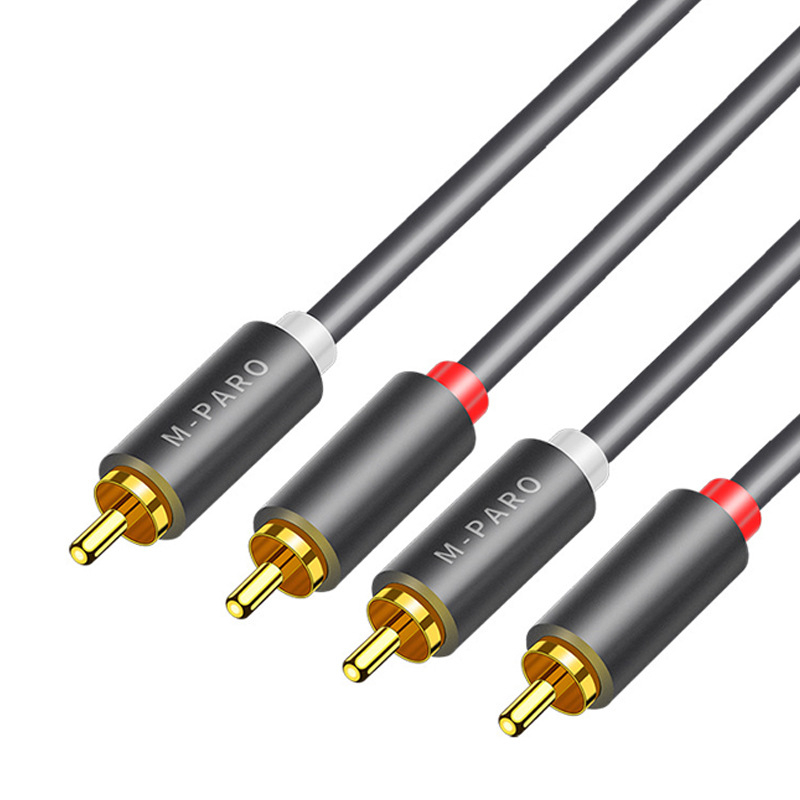 Ming Bao audio kabel 2x2 RCA, crna, 2x2 RCA konektori, za TV/CD/AV i zvučnike