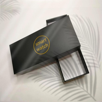 Персонализирана кутия за подарък за смарт часовник с двучастен капак, фиксиран лоток, 1200г сив картон, офсетен печат със сребърен бронзинг, логото включено