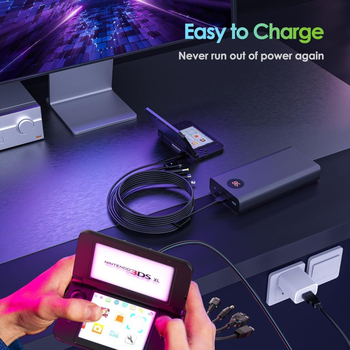 USB punjački kabel pet u jedan za 3DS, NDS Lite, SP, Wii U i PSP | ABS materijal, model WL-002, moguć ispis logotipa, prilagodba prema crtežima.