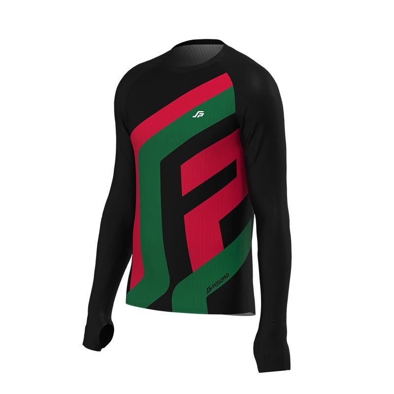 Feisupao Majica za trčanje s dugim rukavima, brzo sušeća, za trening, unisex, prugasti uzorak, model Y027