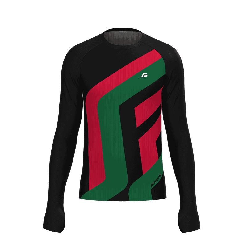 Feisupao Majica za trčanje s dugim rukavima, brzo sušeća, za trening, unisex, prugasti uzorak, model Y027