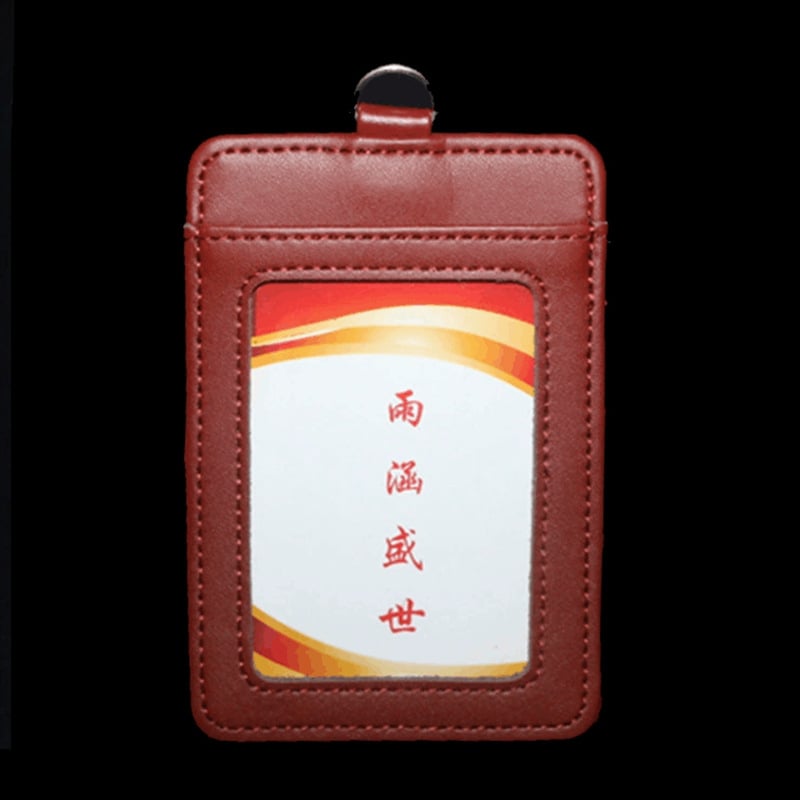 Portcard din piele cu 3 compartimente, lanier cu fermoar pentru tragere ușoară, stil business/unisex