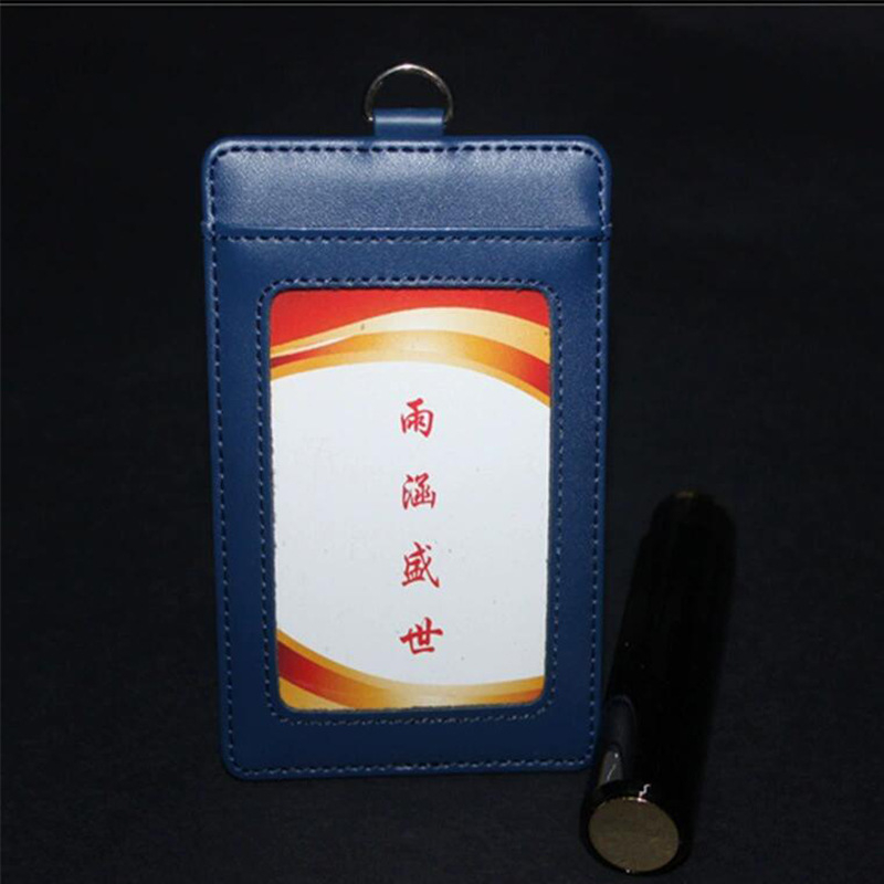 Portcard din piele cu 3 compartimente, lanier cu fermoar pentru tragere ușoară, stil business/unisex