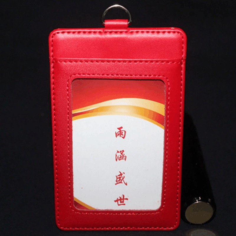 Portcard din piele cu 3 compartimente, lanier cu fermoar pentru tragere ușoară, stil business/unisex