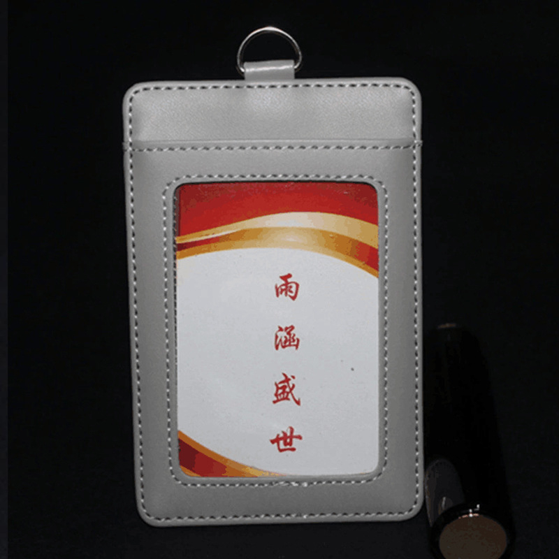 Portcard din piele cu 3 compartimente, lanier cu fermoar pentru tragere ușoară, stil business/unisex