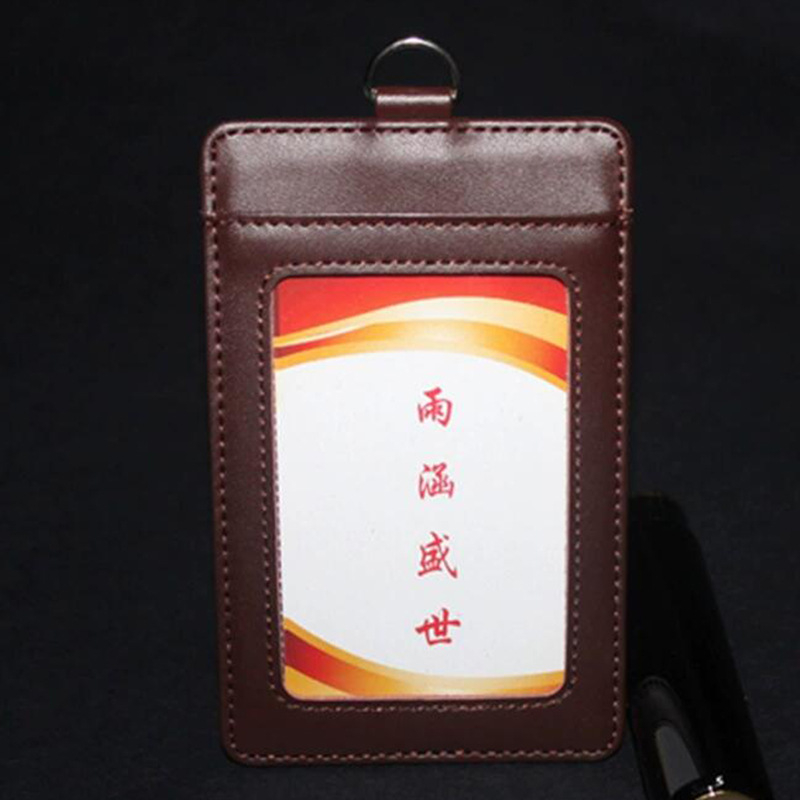 Portcard din piele cu 3 compartimente, lanier cu fermoar pentru tragere ușoară, stil business/unisex