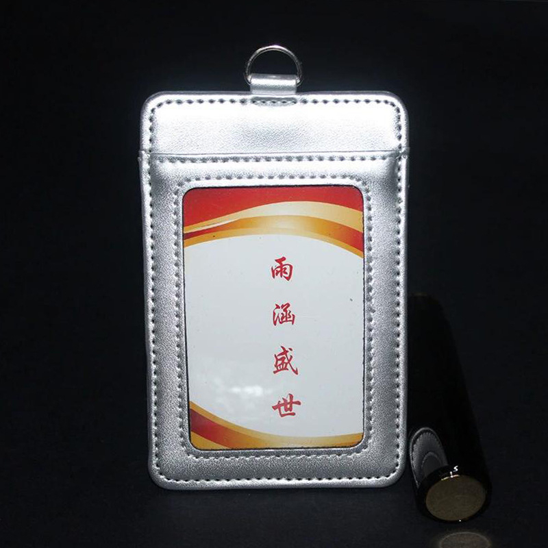 Portcard din piele cu 3 compartimente, lanier cu fermoar pentru tragere ușoară, stil business/unisex