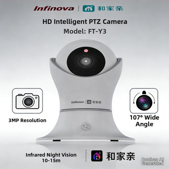 Smart PTZ kamera do interiéru, 3 MP senzor, bezdrôtové Wi‑Fi, zabudovaný mikrofón, USB rozhranie