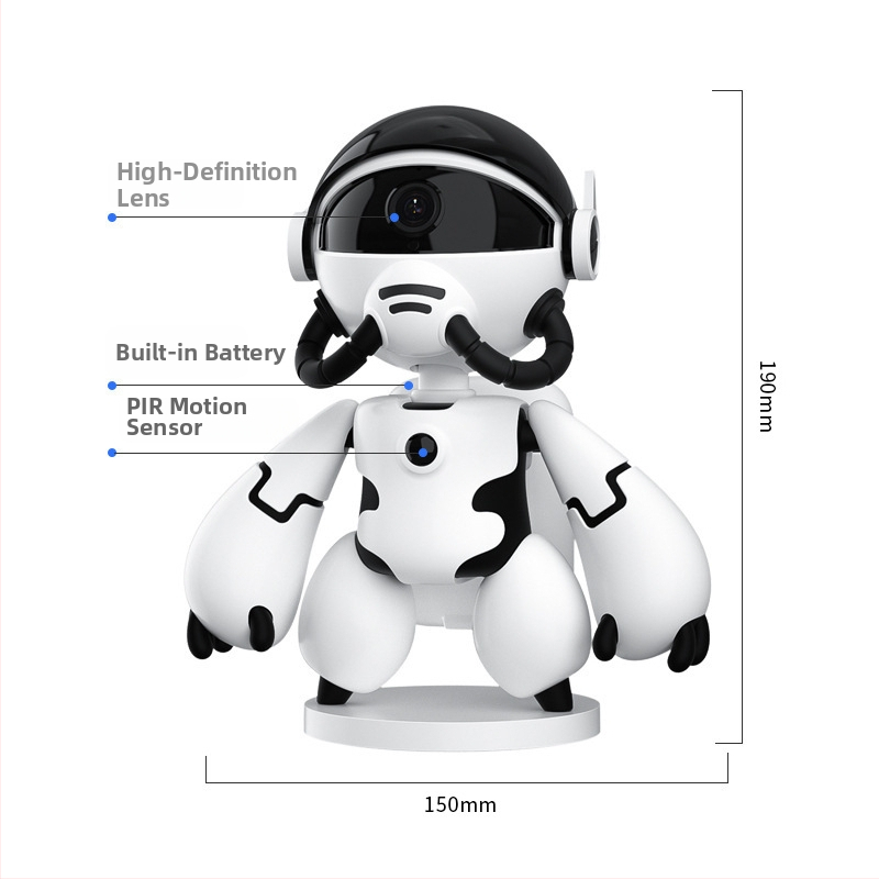 Robot kamera T3 za nadzor djece s funkcijom nagiba glave, baterijsko napajanje, PIR, 1080p, 0.1 Lux, 90° objektiv, IR 10 m